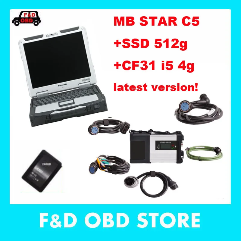 Лучшее качество MB STAR C5 Wifi cf31 i5 ноутбук Star SD Connect программное обеспечение работает