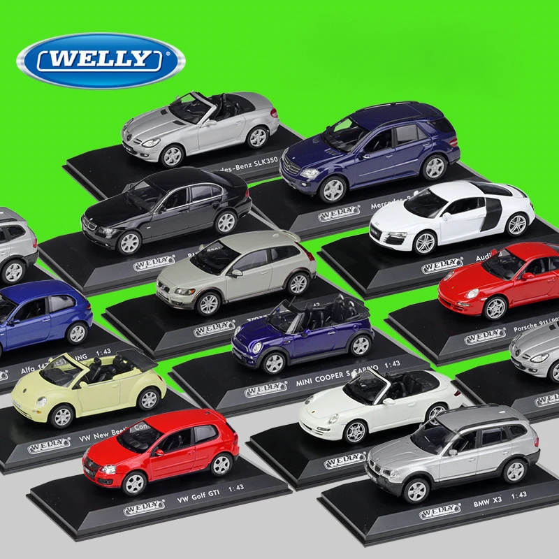 WELLY 1:43 металлическая модель игрушечного автомобиля Volvo/ALFA/Porsch/Audi/Benz спортивный автомобиль литья под давлением автомобиль мальчик коллекция игрушек для детей подарок