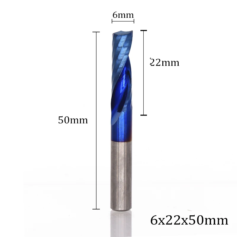 6x22x50L XCAN 1 шт. 4 мм хвостовик 8-32 мм длина реза Одна Флейта концевая Мельница Нано синий покрытием 1 фрезерование канавок резак карбида сверла для станков с ЧПУ - Длина режущей кромки: 6x22x50L