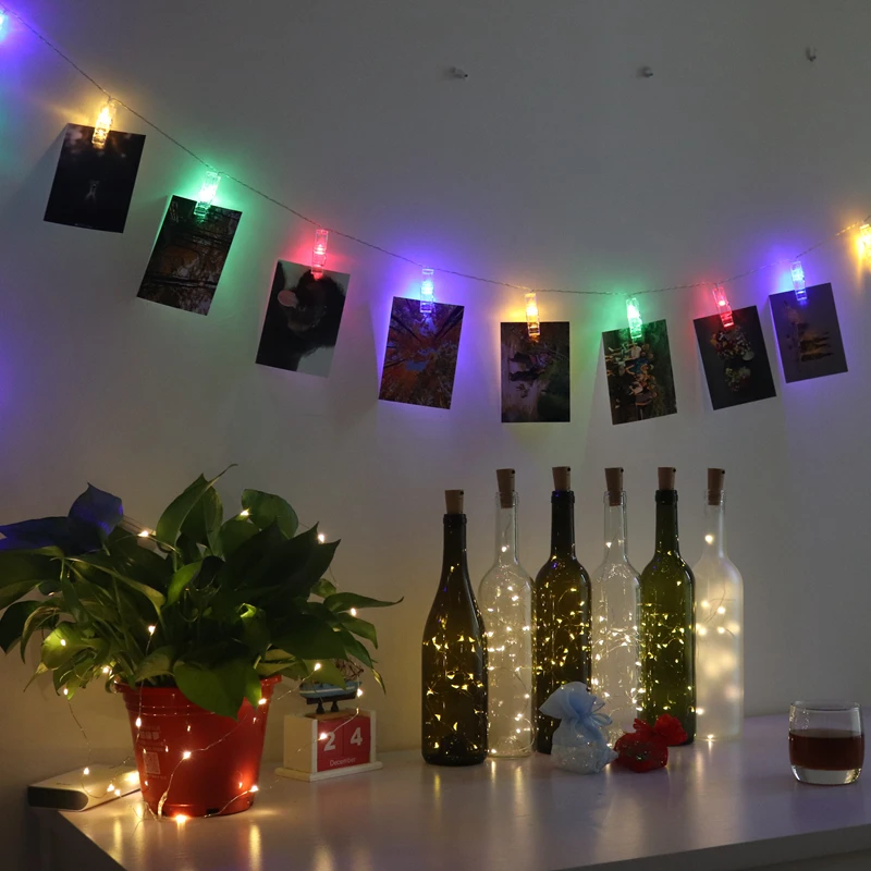 

1pc 3m 20 Firefly Twinkle Lights for Wedding Party Christmas Home Decoration Photo Clips String Lights Led Clip Light String