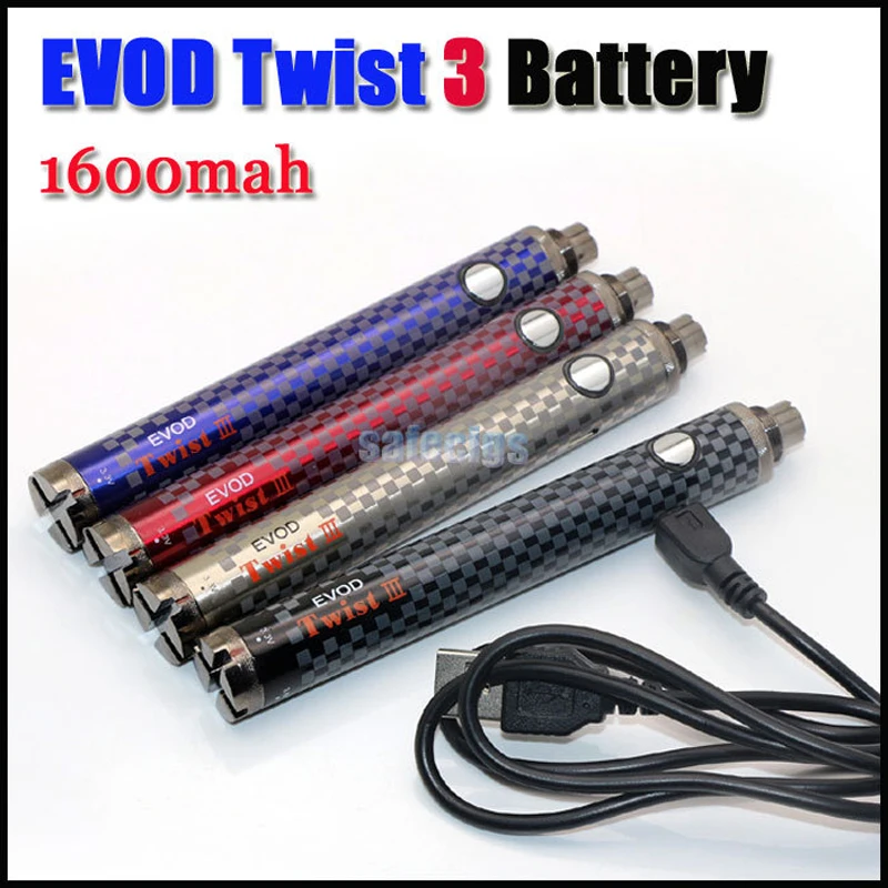 Steamtank Evod Twist III Battery VV 1600mah Micro USB electronic cigarette variable voltage 3 for Vaporizer |