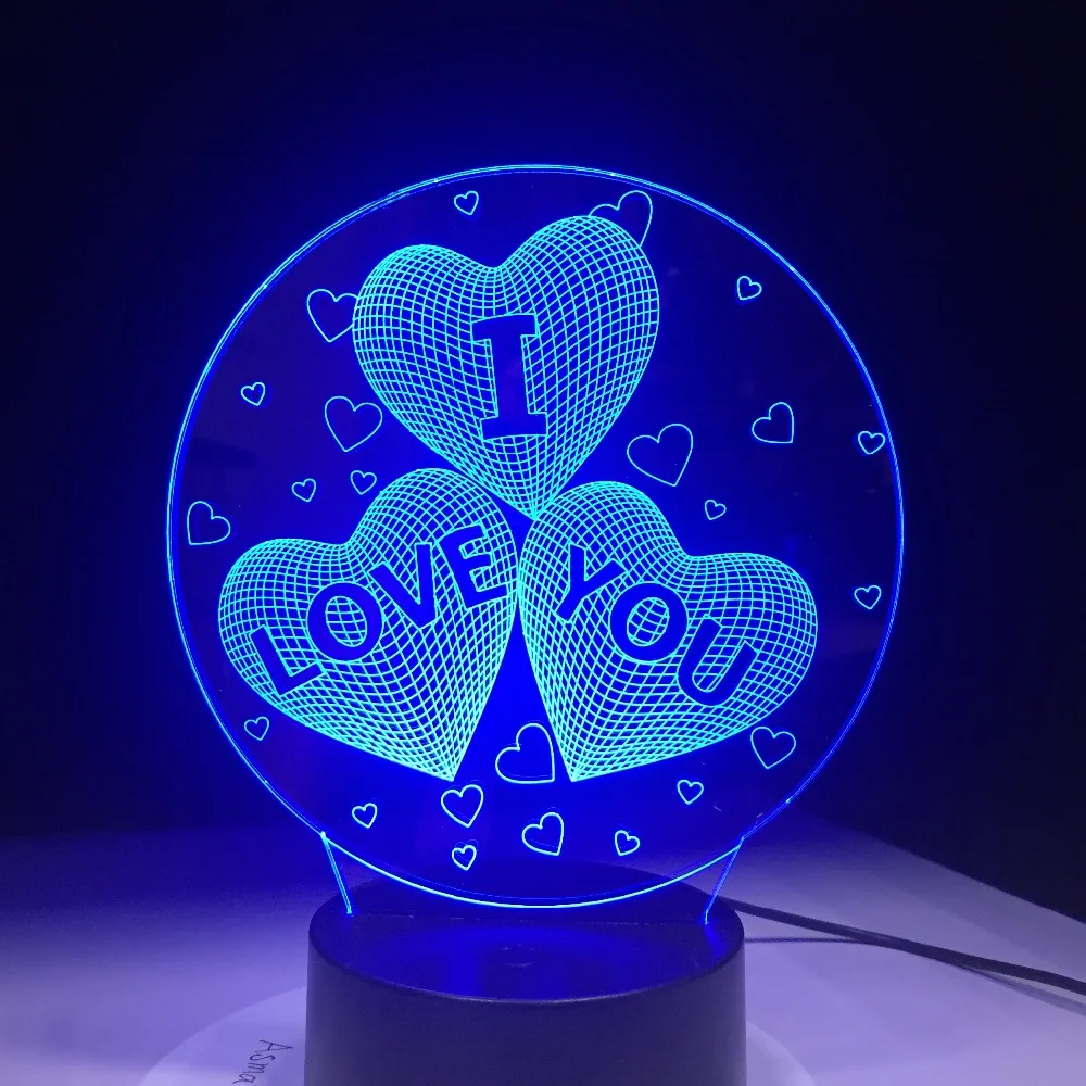Новейший красочный 3D светильник I LOVE YOU USB акриловый светодиодный ночсветильник