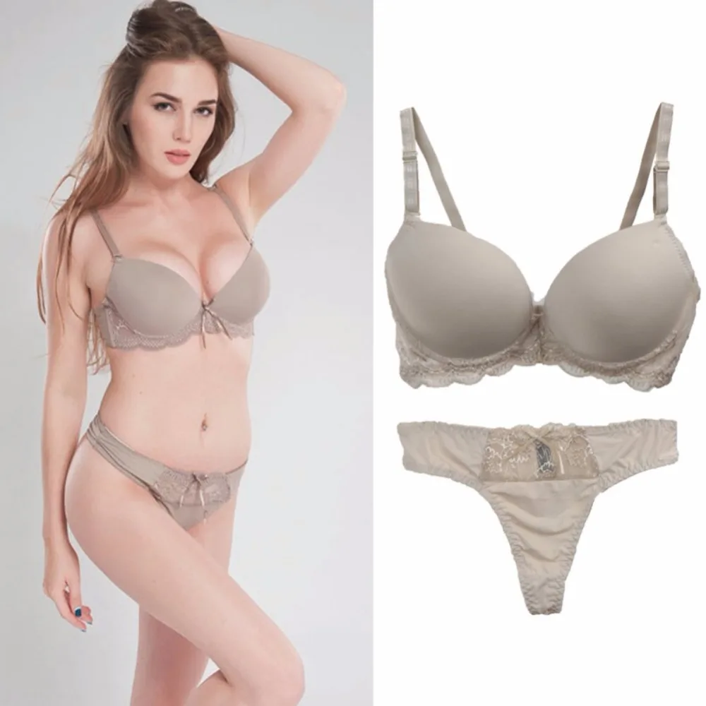 Сексуальное женское нижнее белье, одноцветные, Vs, сексуальные стринги и бра, плюс набор, комплект нижнего белья, кружевной бюстгальтер и женские трусики, пуш-ап 80 85 90 95B, набор бюстгальтеров