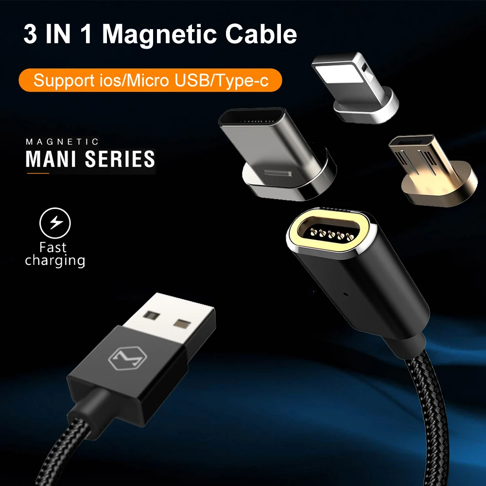 Mcdodo 3 в 1 Магнитный кабель для iPhone 7 Plus Быстрая зарядка для iPhone 8 6s usb type c кабель Micro USB кабель для samsung Xiaomi