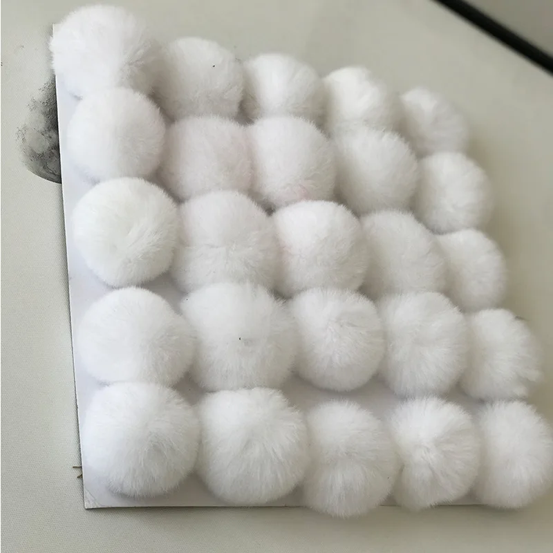 25pcs a lot wholesale 6cm real rex rabbit pom pom fur ball DIY accessories hat glove hair key chain party accessories fluffy fur