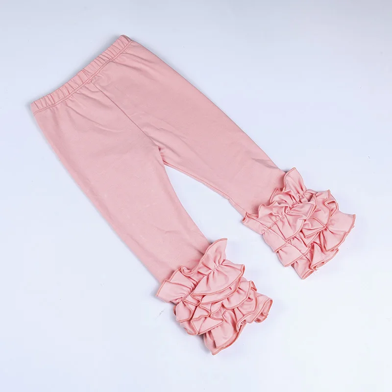 peach color Новые хлопковые леггинсы для малышей мягкий удобный детский штаны леггинсы с тройными оборками для девочек, штаны ярких цветов для маленьких девочек, размер s 29 - Цвет: peach color