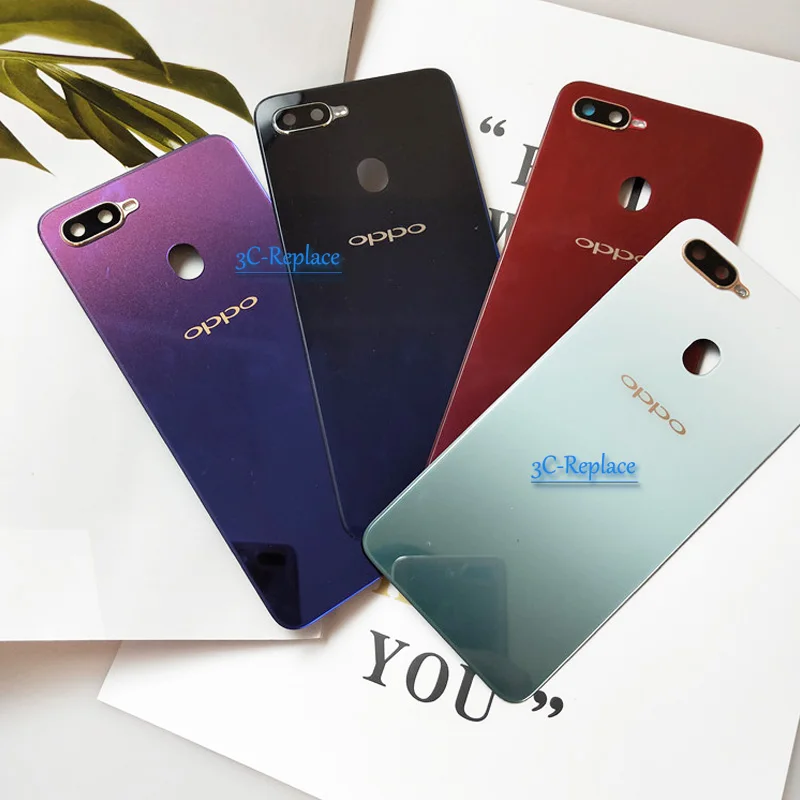 Высокое качество фиолетовый/красный/синий/черный 6,3 дюймов для Oppo F9/Oppo F9 Pro задняя крышка батарейного отсека Дверь Корпус Задняя стеклянная часть