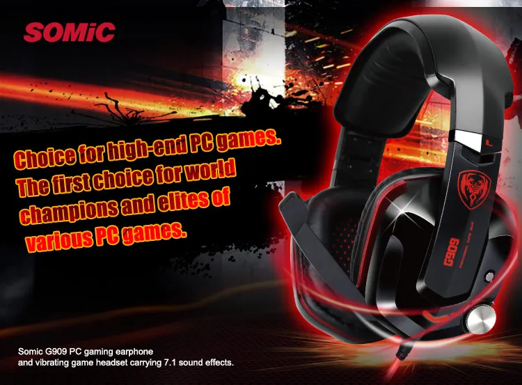 Somic G909 проводные наушники USB игровая гарнитура для компьютера стерео наушники с микрофоном для компьютера пк