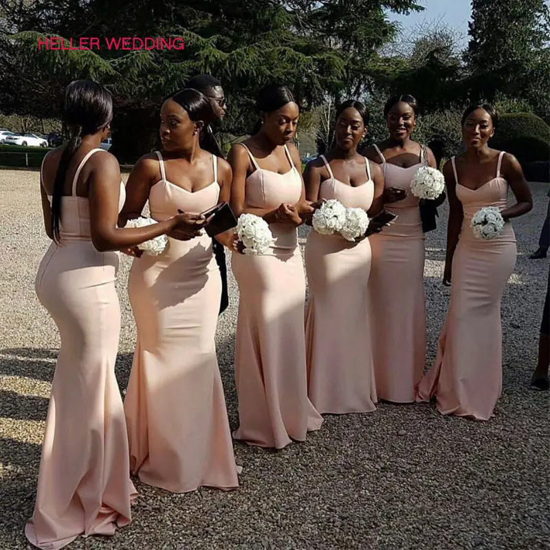 Африканские платья подружек невесты в пол платье Русалка на бретельках плюс