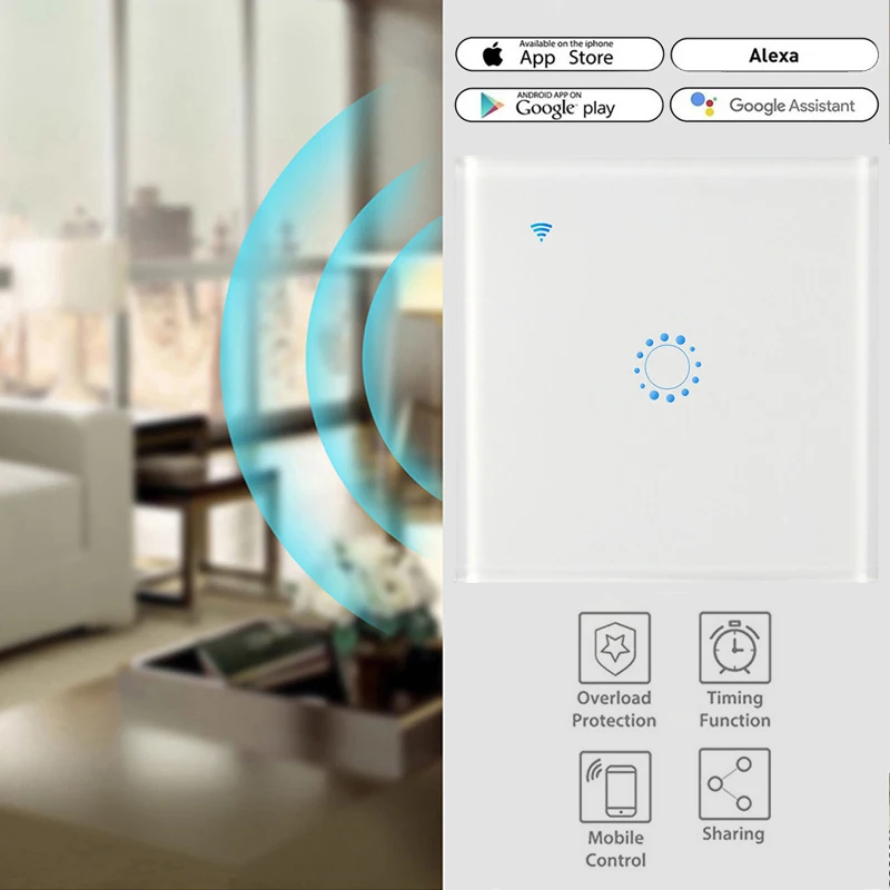 WiFi выключатель света сенсорное управление настенное крепление стандарт ЕС США