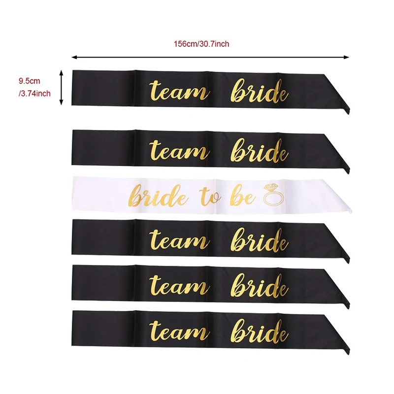 sash 2 (6pcs) 6 шт./лот, атласный пояс для невесты, для команды, для девичника, вечерние украшения, принадлежности для свадьбы, украшения для душа, вечерние принадлежности - Цвет: sash 2 (6pcs)