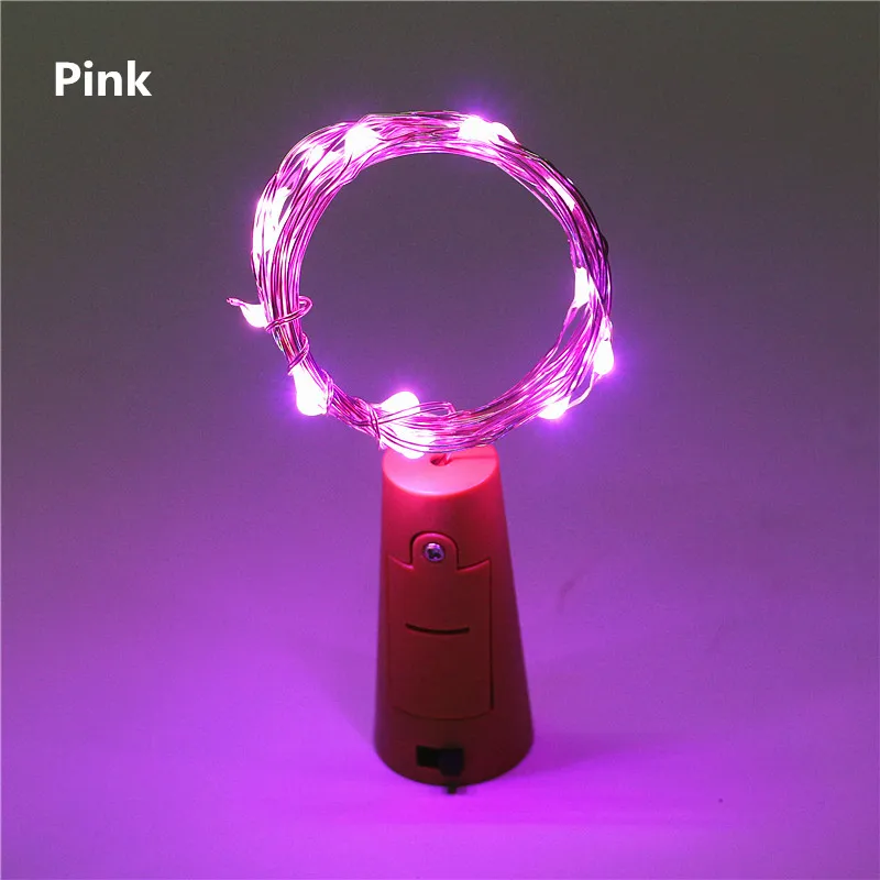 Pink 2 м светодиодный гирлянда, серебряная проволока, гирлянда, гирлянда для бутылки вина, свет на год/Рождество/День Святого Валентина, Свадебный Праздничный Декор - Испускаемый цвет: Pink