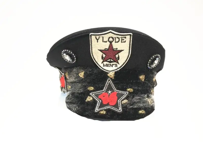 

Customized Punk Handsome Medal Police Hat Uniform Party Bar Singers Performance Show Headwear Accessories