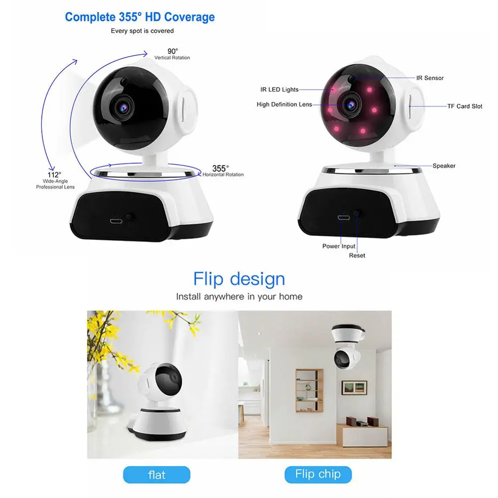 720P Hot-new Mini WiFi Cams Baby Monitor Wireless IP Camera PTZ P2P Surveillance Security Home Video Night Vision V380 | Безопасность и
