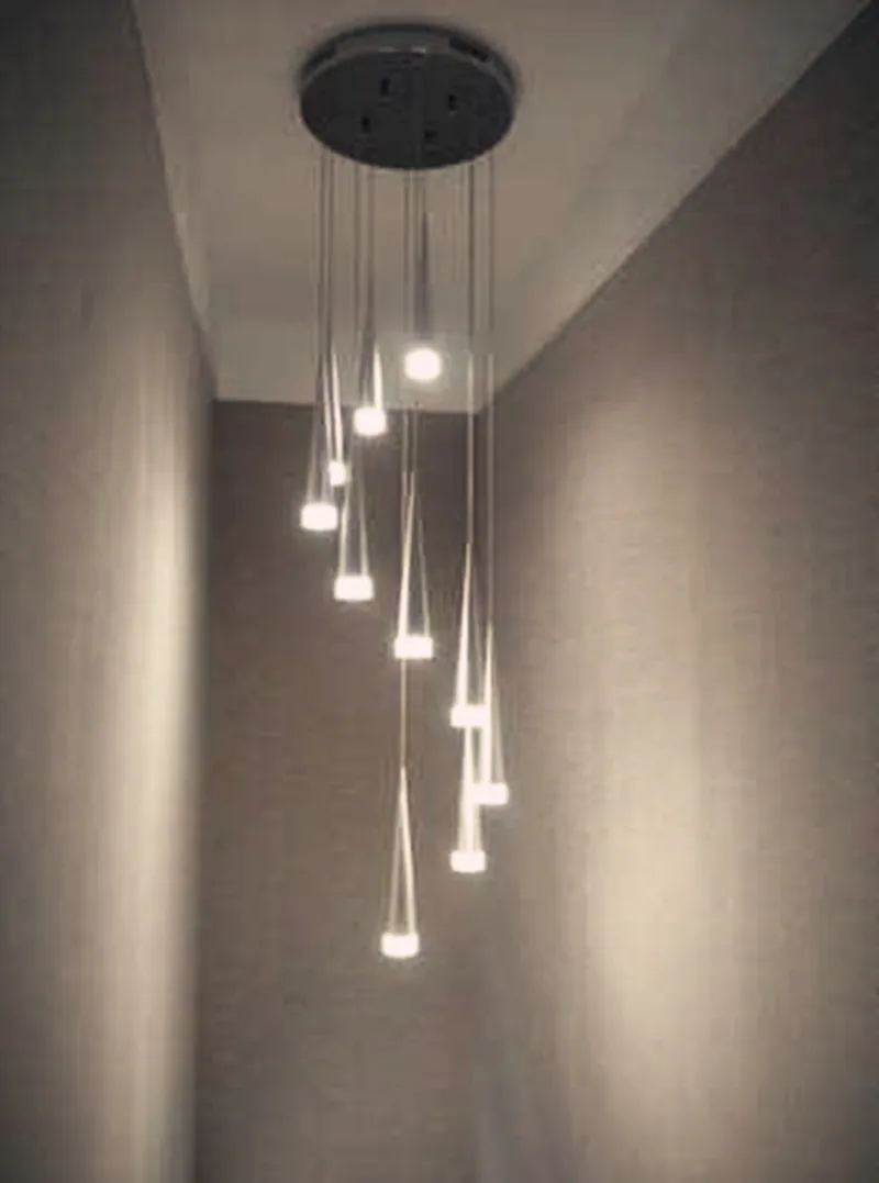 買取 10-24ピーステーパーledスパイラル階段シャンデリアランプ熱い販売事務所カフェエンジニアリング長いledコーン階段照明lampadario