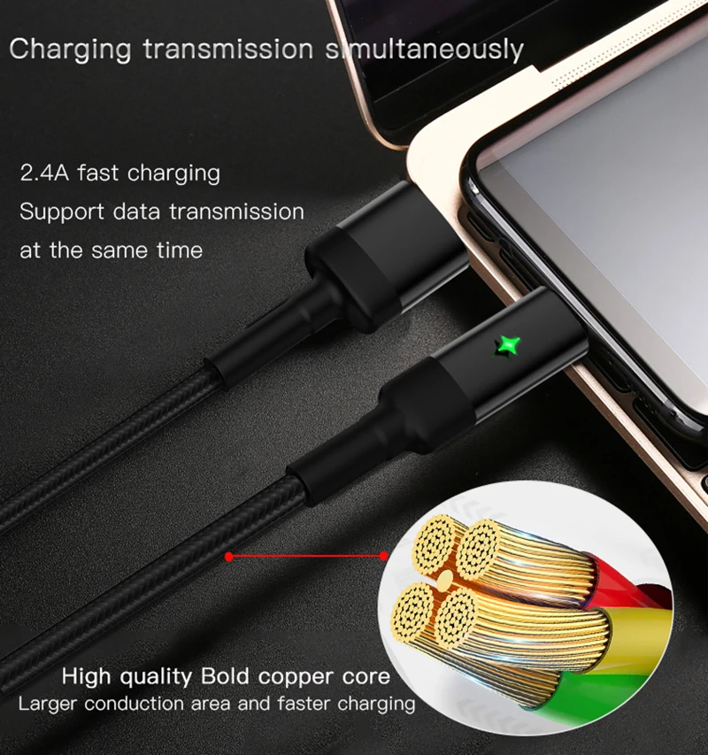Usb type-C кабель для iPhone X XS XR 7 8 Plus автоматически отключается Быстрая зарядка для samsung S9 светодиодный кабель для синхронизации данных