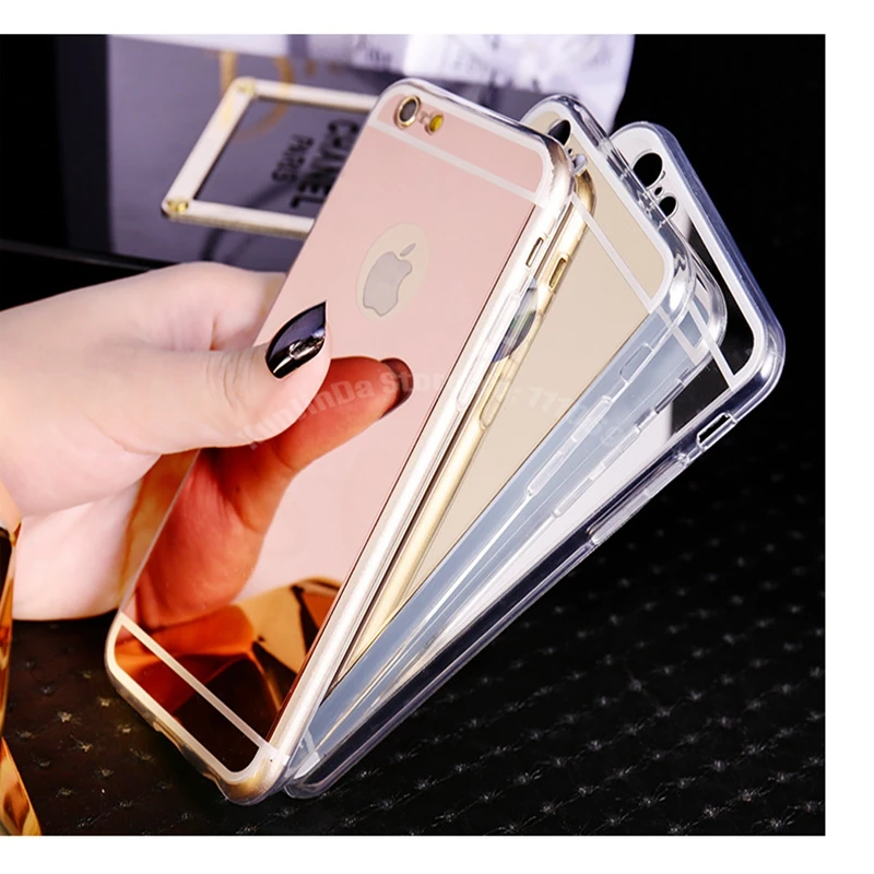 

200pcs DHL Free Mirror Electroplating Soft Clear TPU Case For apple iphone 5 5s 6 6s 6 plus 6s plus Ultra Thin Protector Cover