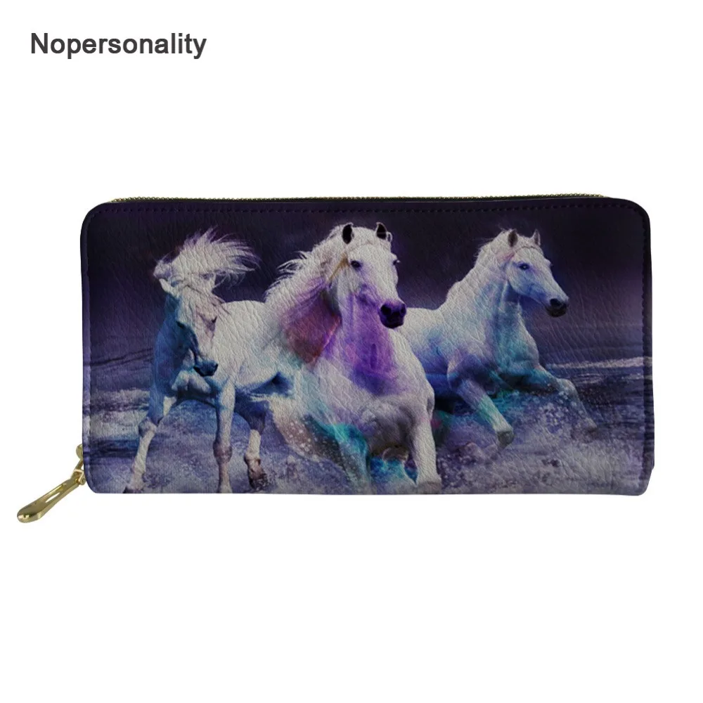 

Nopersonality длинный кожаный кошелек с принтом Crazy Horse для женщин, повседневный женский кошелек с отделением для кредитных карт, индивидуальный к...