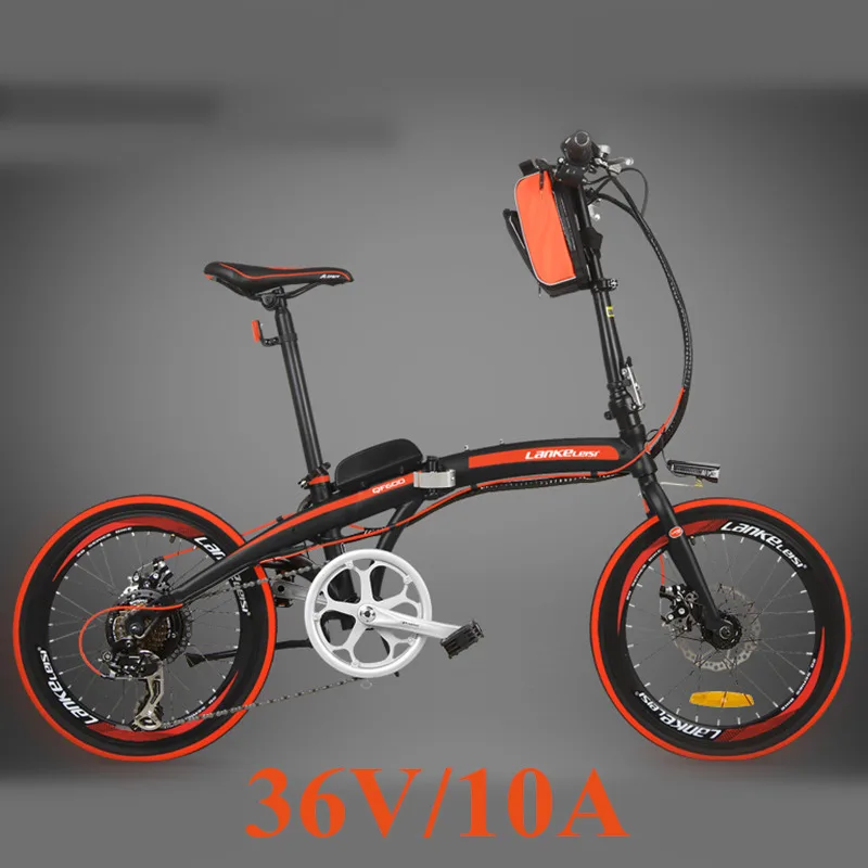 36V 10A Black 7 скоростей, быстрое складывание, 2", 240 Вт, электрический велосипед, рама из алюминиевого сплава, супер светильник, складная педаль - Цвет: 36V 10A Black