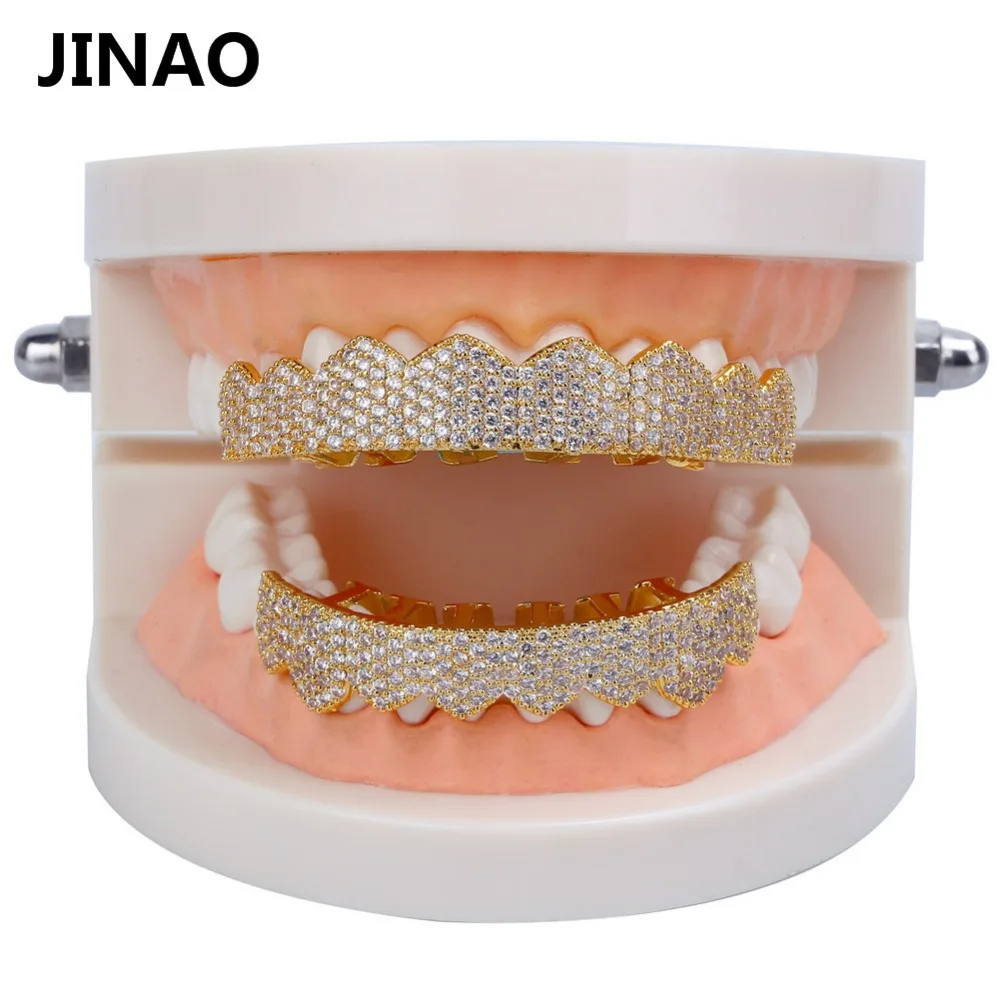 JINAO Золото Серебро Цвет ледяной из золота Grillz Кристалл ювелирные изделия верхнее