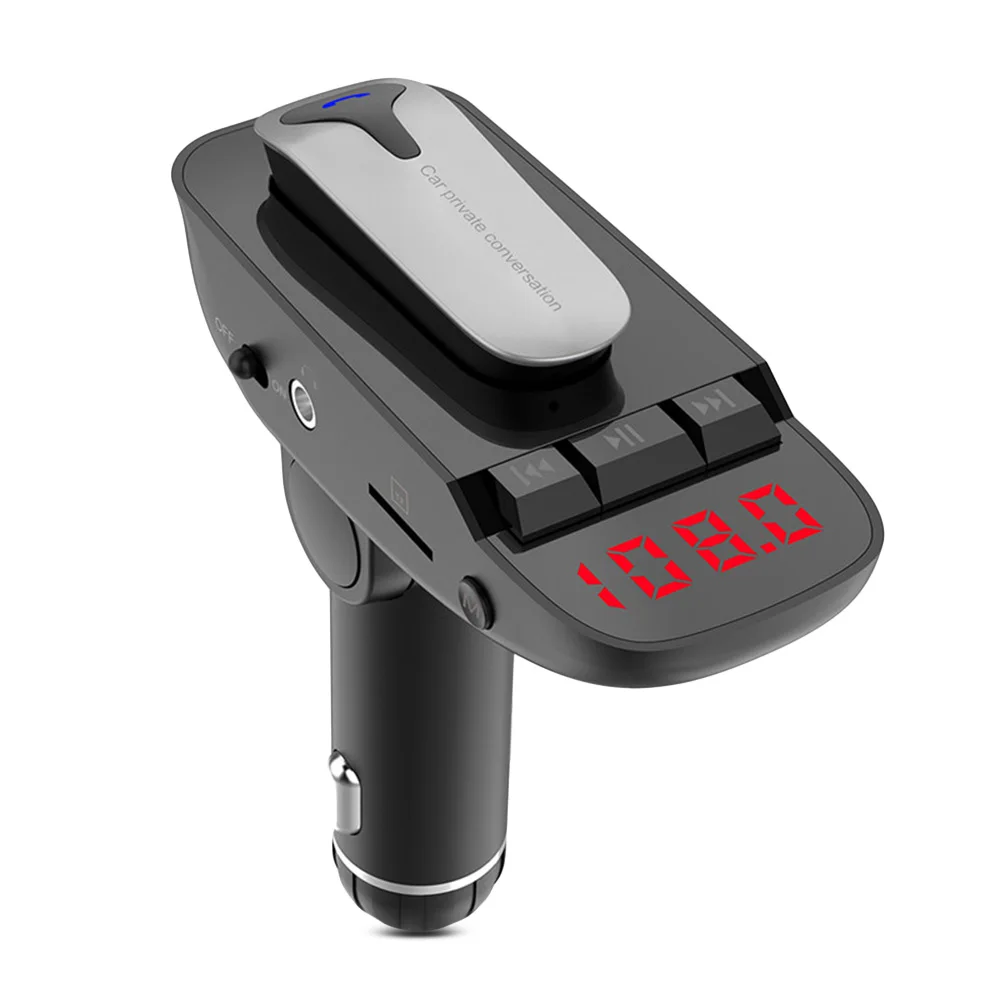 ER9 Car Bluetooth Wireless Headset MP3 Player FM Transmitter Hands-free Call with 2 USB Charging Ports Phone A2DP Function |