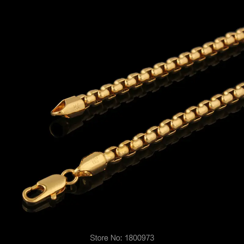 4 мм желтое золотое ожерелье с цепочкой для женщин и мужчин мальчиков девочек