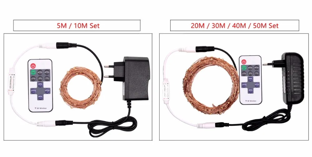 DC12V Светодиодный светильник-гирлянда 100 м 80 м 60 м 50 м 40 м 30 м 20 м 10 м 5 м медная проволока сказочное рождественское праздничное украшение с питанием и пультом дистанционного управления
