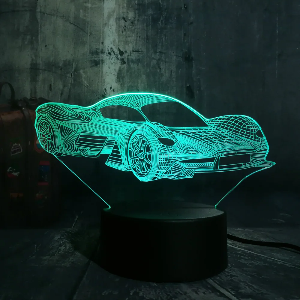 Новинка, стильный современный автомобильный 3D светодиодный ночник Feerrari, 7 цветов, сменный сенсорный Настольный светильник для дома, вечерние, декор для мальчиков, подарок на день рождения