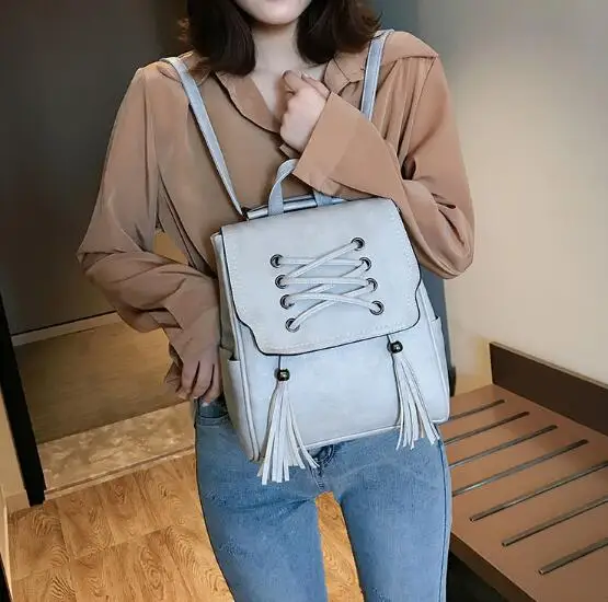 2022 New Fashion Women Backpack Lady tassel leather Backpacks School Backpack for Teenage Girl Travel bag Feminina Shoulder bag