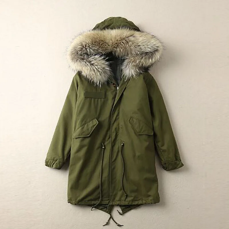 Большой натуральный мех енота новинка 2018 модная женская зимняя куртка Теплый