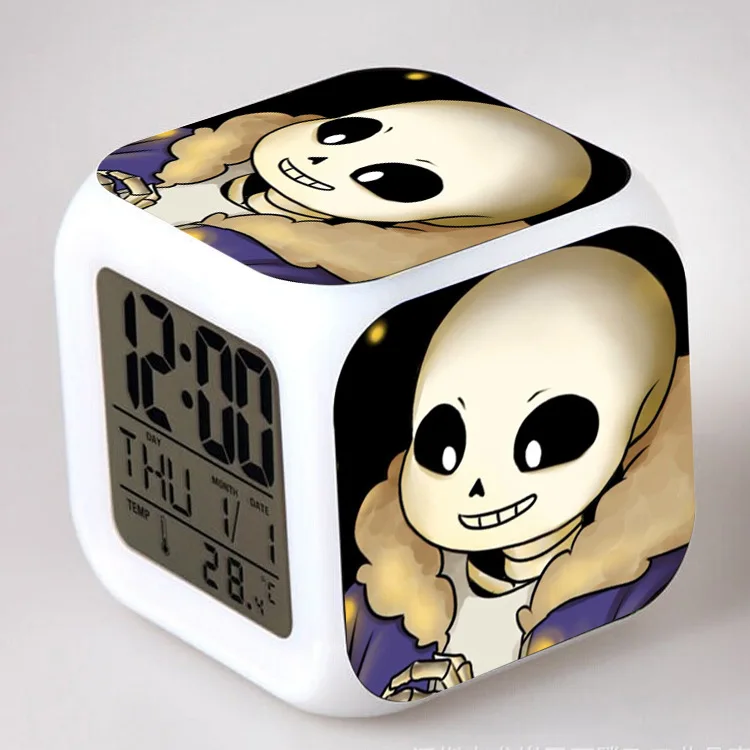 [Wanpy family] Горячая игра «Undertale» цифровой будильник для детей подарок на день рождения прикроватный Рабочий стол изменение цвета будильник - Цвет: Светло-зеленый