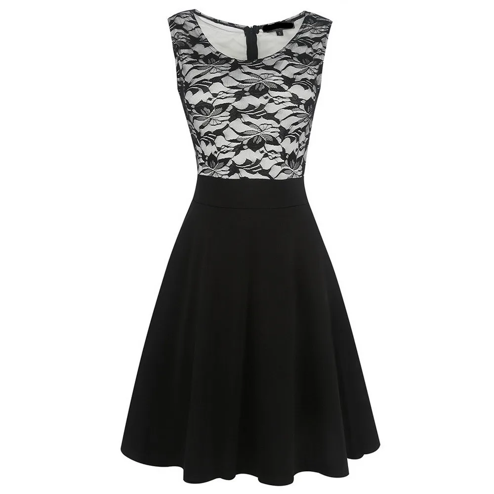 JTCWEAR Новый Fit and Flare Dress стрейч кружева лоскутное Туника элегантный Офисные женские