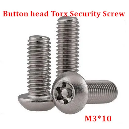 

100 шт. Винты M3 * 10 ISO7380 Torx с защитой от взлома, винты безопасности A2 из нержавеющей стали с защитой от кражи