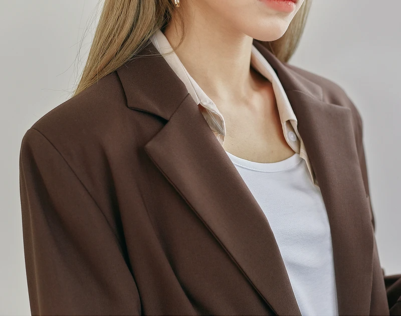 Винтаж Для женщин брюки костюм One Button Blazer куртка и эластичный пояс широкую ногу 2018