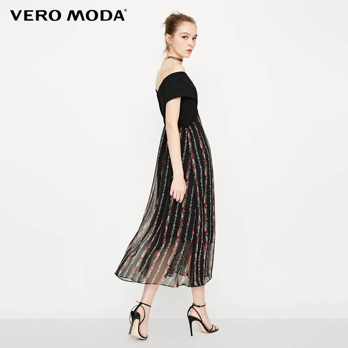 Vero Moda Новое Женское трикотажное платье с открытыми плечами и коротким рукавом | 31837B512