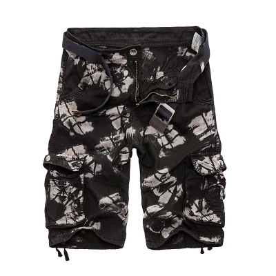 BLACK CAMO Мужские военные карго шорты, брендовые новые армейские камуфляжные тактические шорты, мужские хлопковые свободные рабочие повседневные шорты размера плюс - Цвет: BLACK CAMO