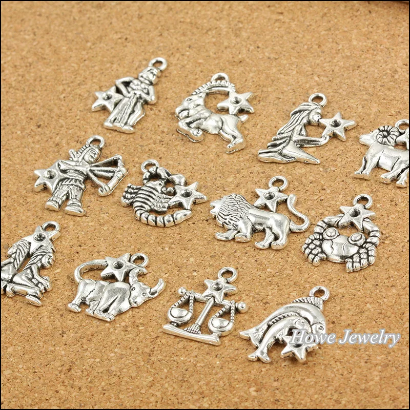 120 шт. винтажные Подвески в виде знаков зодиака|necklace display stands wholesale|necklace extender sterling