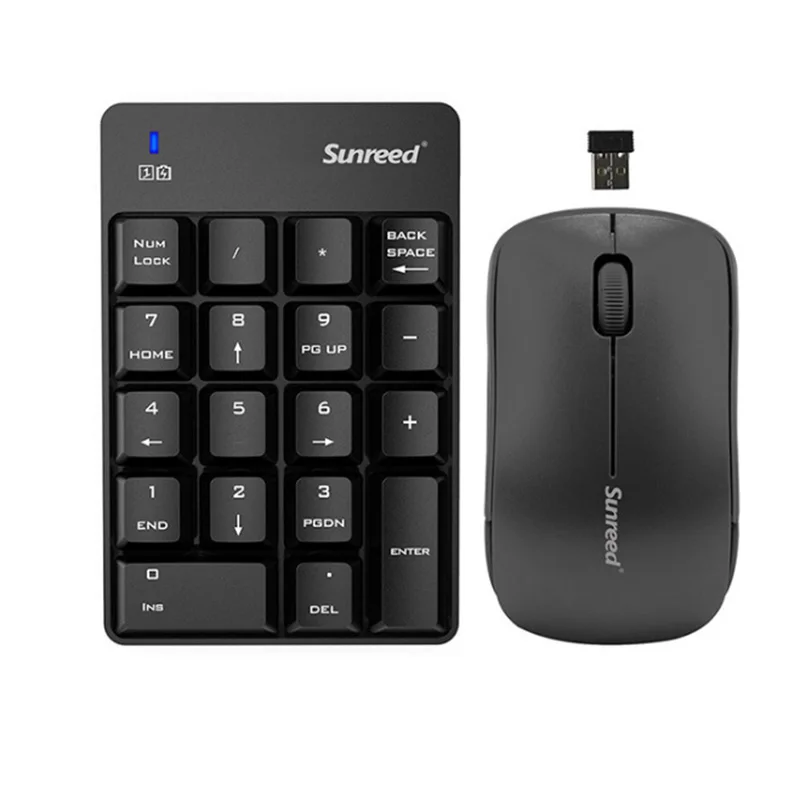 Цифровая клавиатура и мышь комбо, Sunreed 2,4G Беспроводная мини USB клавиатура и мышь для ноутбука Настольный Ноутбук - Цвет: Black