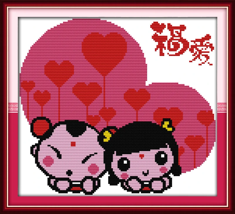 

Blessing love cross stitch kit cartoon 14ct 11ct count print canvas stitching embroidery DIY handmade needlework