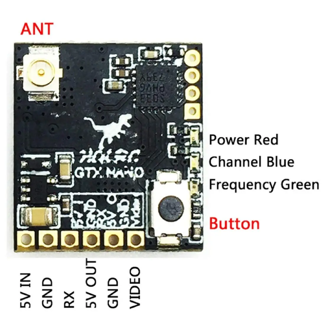 Мини передатчик HGRLC GTX NANO 5 8G 48CH BFOSD 0 МВт/25 МВт/50 мВт переключаемый NTSC/PAL FPV паянный VTX