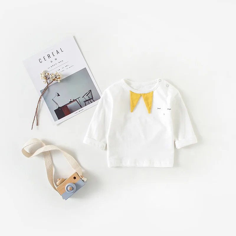 2018 г. осенняя одежда для малышей однотонные хлопковые футболки с длинными