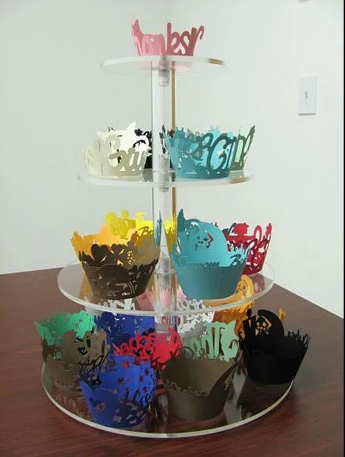 Лидер продаж 4 ярусная прозрачная круглая акриловая витрина для кексов стойка