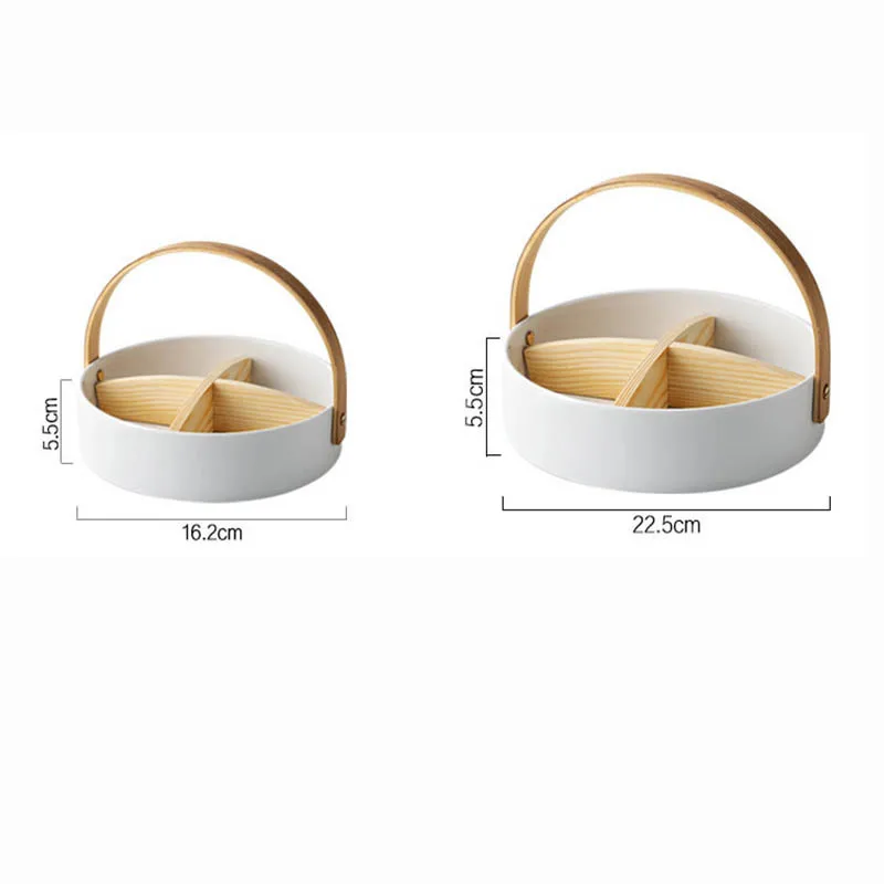 

INS Ceramic Fruit Plate Living Room Luxury High-end Home Platter Dessert Dried Fruit Snack Plate Compartment Candy Snack Basket