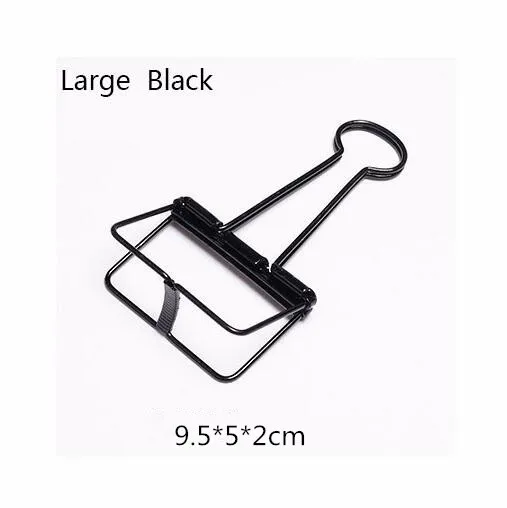 3pcs large Black 12 шт./компл. 8 цветов милые Kawaii металлическая для бумаги зажимы скобы Офисные школьные принадлежности зажимы фото сообщения билета файл хранения - Цвет: 3pcs large Black