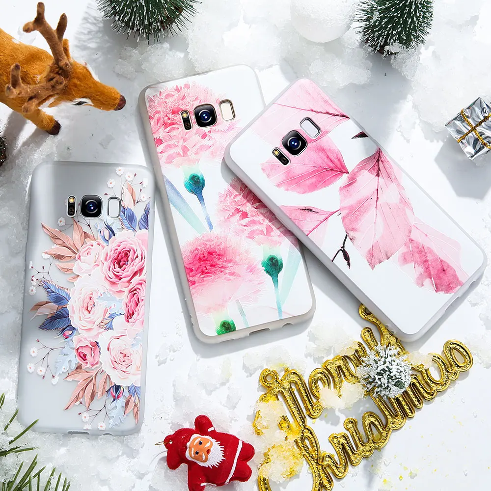 Чехол для Samsung Galaxy A3 A5 A7 2016 2017 A8 Plus 2018 мягкий чехол с 3D рельефным цветком S8 S9 S7 Edge |