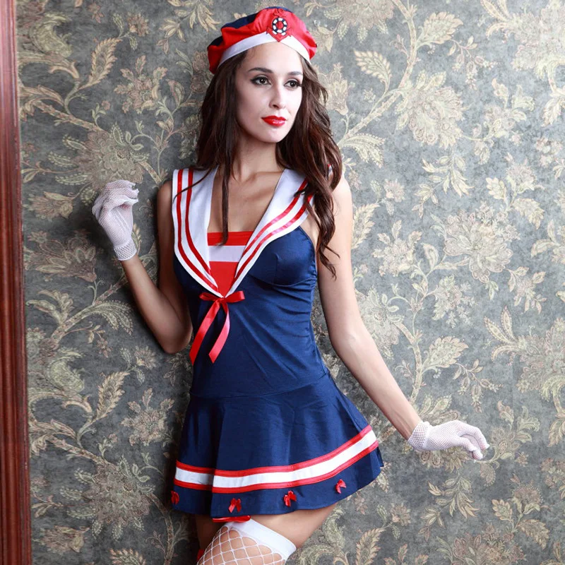 5 шт. темно синяя форма женский сексуальный матросский костюм для Хэллоуина