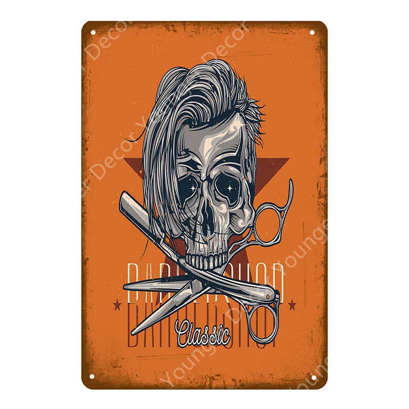 Винтажная вырубка волос и бритые металлические вывески Классическая