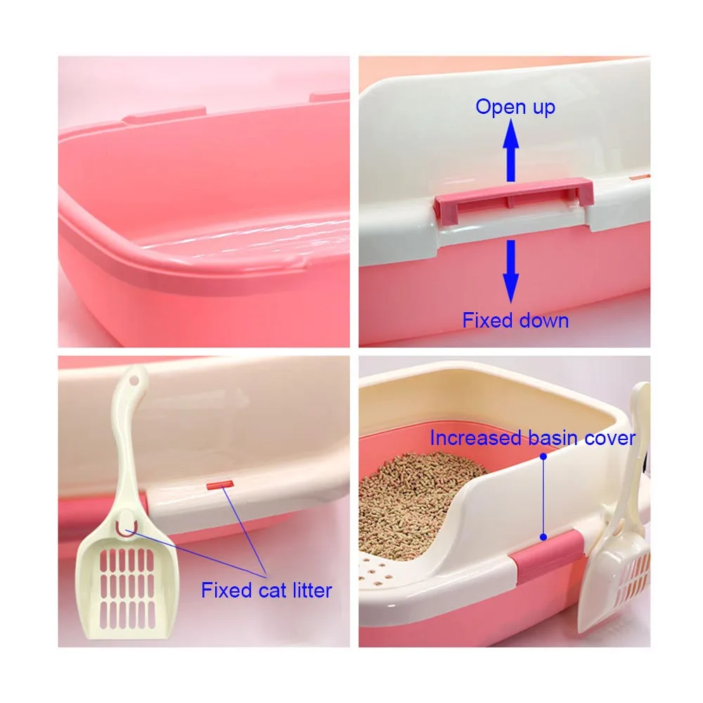 

Cat Toilet Bedpan Anti Splash Cats Litter Box Cat Dog Tray with Scoop Kitten Dog Clean Toilette Home Plastic Sand Box Supplies