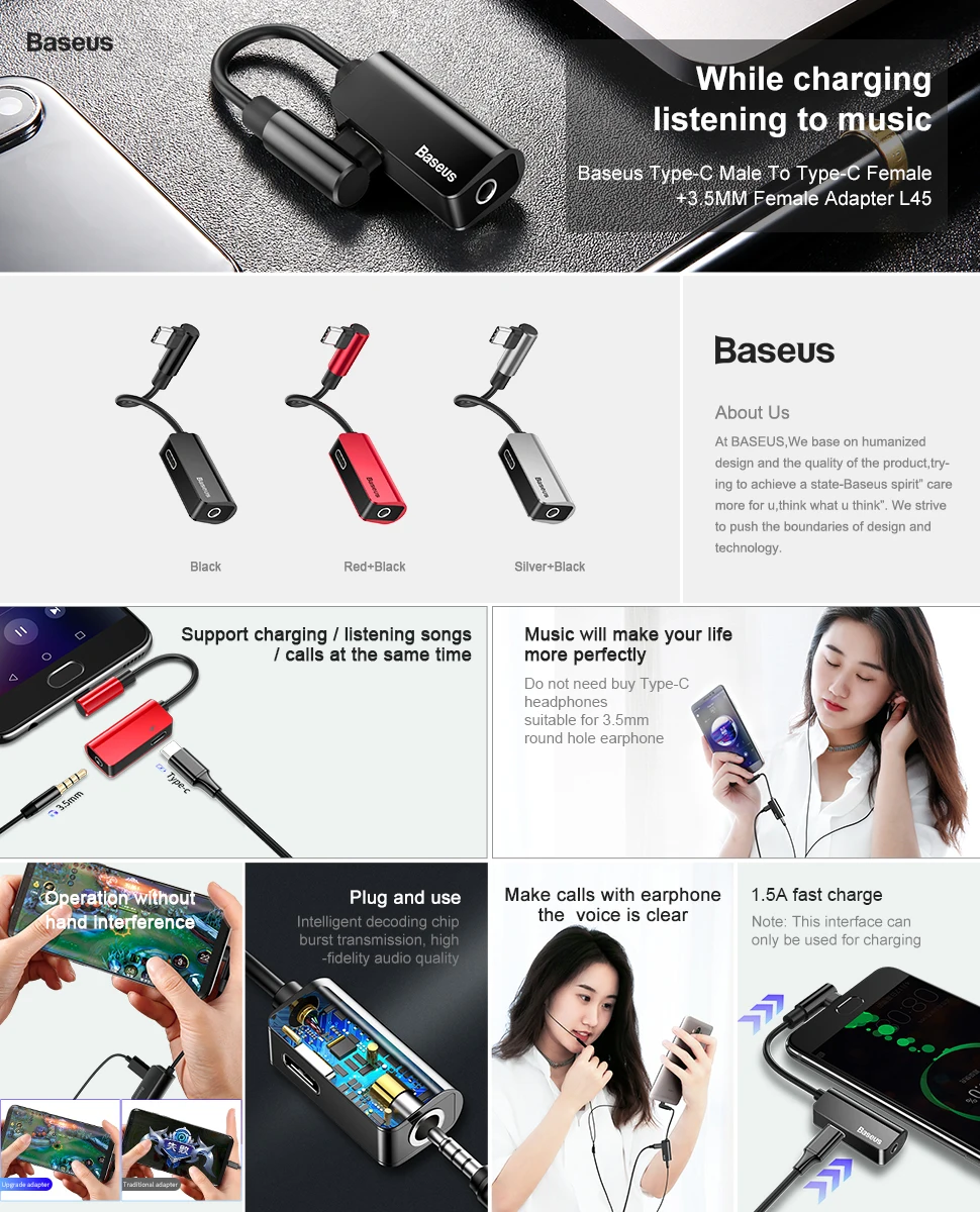 Baseus usb type C аудио кабель адаптер USB C type-c до 3,5 мм разъем разветвитель AUX Наушники Адаптер для One Plus 6T 6 5 Xiaomi mix 3