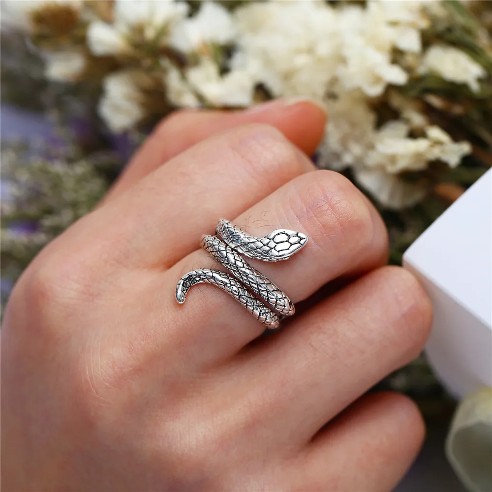 Wholesale Fashion Snake Rings For Women Color Silver Heavy Metals Punk Rock Ring Vintage Animal Jewelry | Украшения и аксессуары